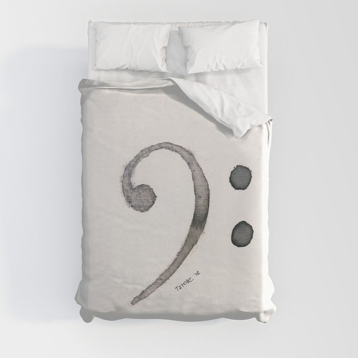 Bass Clef Ink Wash Duvet Cover