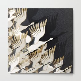 Crane Abstract Metal Print | Pattern, Graphicdesign, Black, Wings, Crane, Abstract, Digital, White, Contrast, Birds 