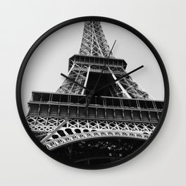 Eiffel Tower // Looking up at the World's Most Famous Monument in Paris France Classic Photograph Wall Clock