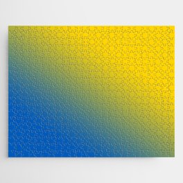 Blue and Yellow Solid Colors Ukraine Flag Colors Gradient 6 100% Commission Donated To IRC Read Bio Jigsaw Puzzle
