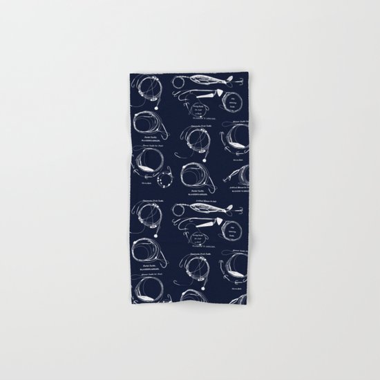 Maritime pattern- white fishing gear on darkblue backround Hand & Bath Towel