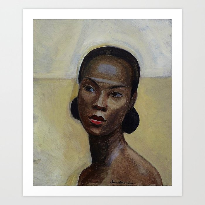 African American Masterpiece 'Portrait of a Black Woman' by Sergey Sudeikin  Art Print