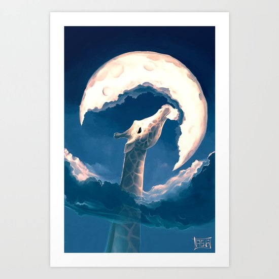 La fable de la girafe Art Print