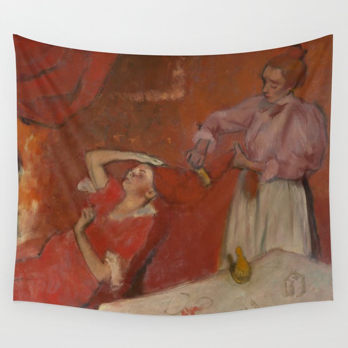 Combing the Hair by Edgar Degas Wall Tapestry