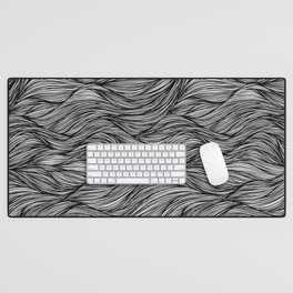 Black and White Flowing Lines Desk Mat