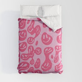 Pink Dripping Smiley Comforter