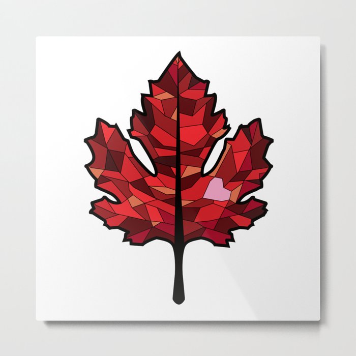 A Maple Leaf with Heart Metal Print