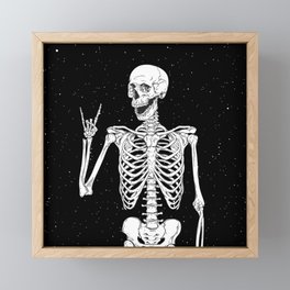 Rock and Roll Skeleton Design Framed Mini Art Print