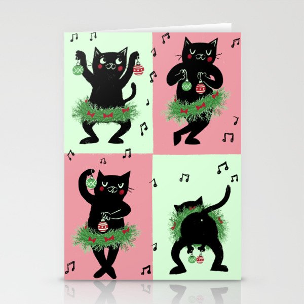 Deck the Balls Featuring Bat Cat Stationery Cards