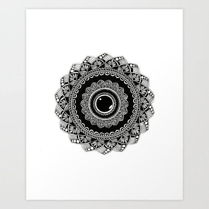 Mandala Black and White Art Print