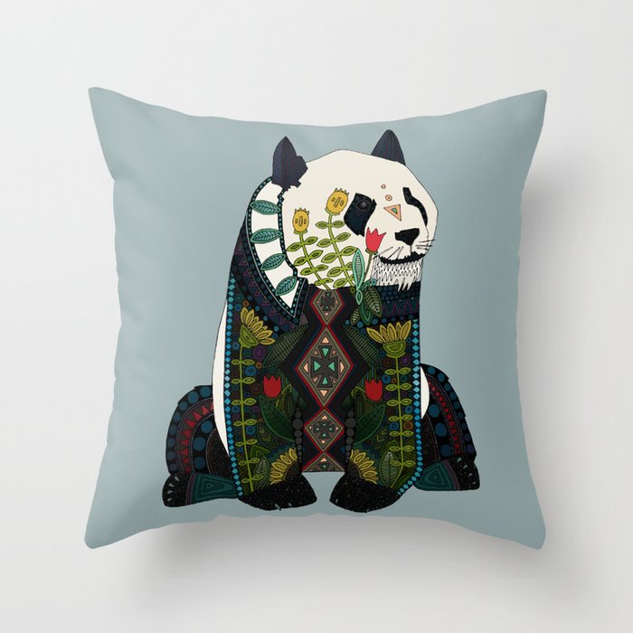 panda silver Throw Pillow