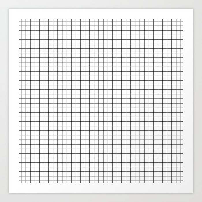 White Grid Black Line Art Print