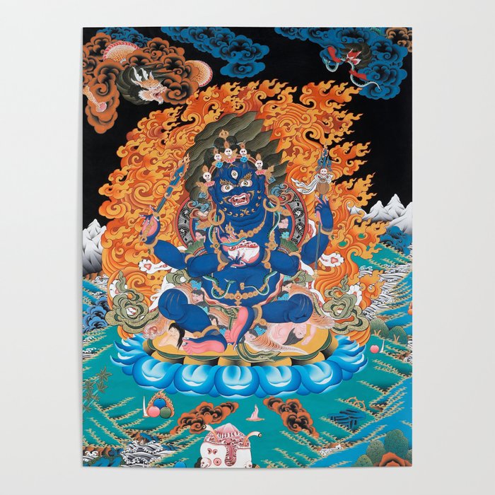 Four-Armed Mahakala Buddhist Thangka  Poster