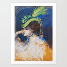  Portrait of a lady in a feather hat, 1905 - Charles Conder Art Print