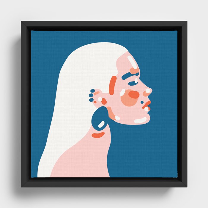 Classy fashion inspired simplified portrait of beutiful woman Art Print Framed Canvas