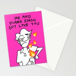 Flame Emoji Guy Stationery Cards