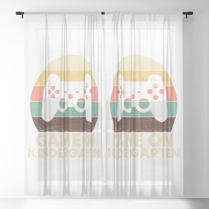 Game On Kindergarten Retro School Sheer Curtain