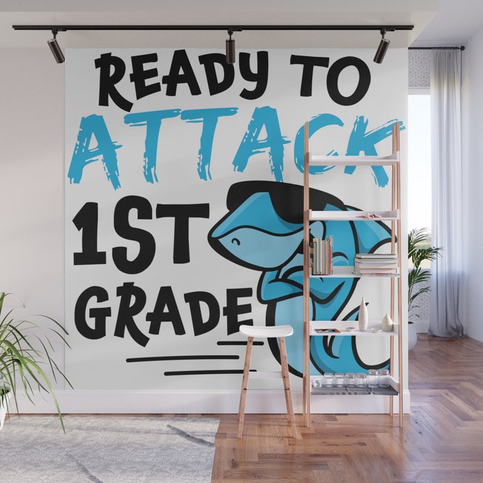 Ready To Attack 1st Grade Shark Wall Mural