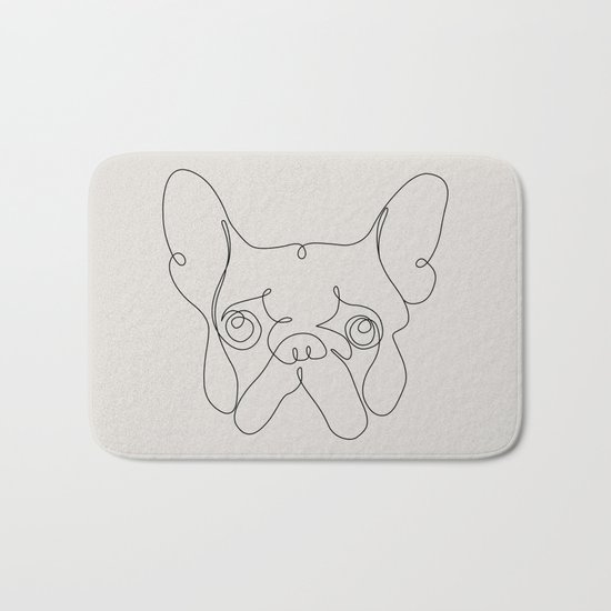 One Line French bulldog Bath Mat