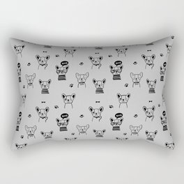 Light Grey and Black Hand Drawn Dog Puppy Pattern Rectangular Pillow