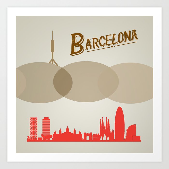 Barcelona City Illustration Art Print