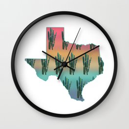 Sunset Cactus Texas Wall Clock