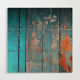 Distressed Southwestern Country Farmhouse Chic Orange Turquoise Blue Barn Wood Wood Wall Art
