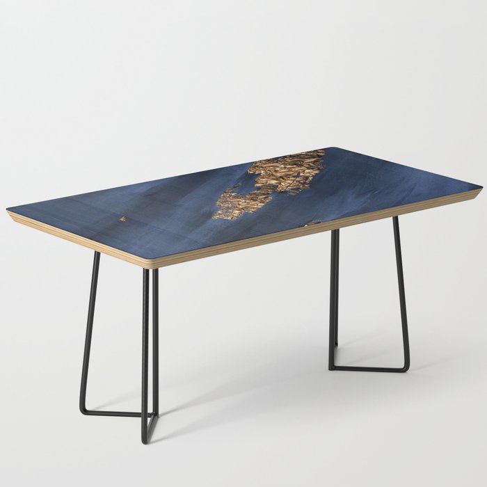 Navy Blue Paint Brushstrokes Gold Foil Coffee Table