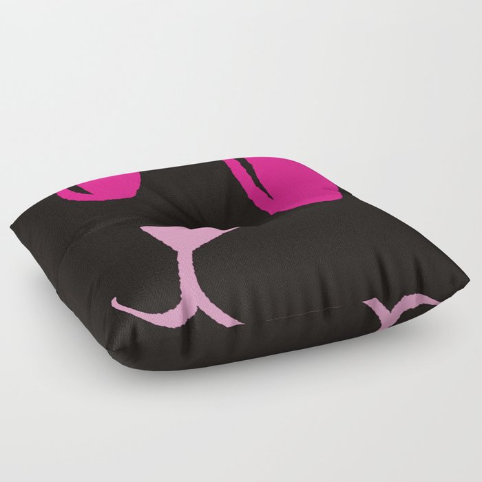 Black Cat Pink Eyes Floor Pillow
