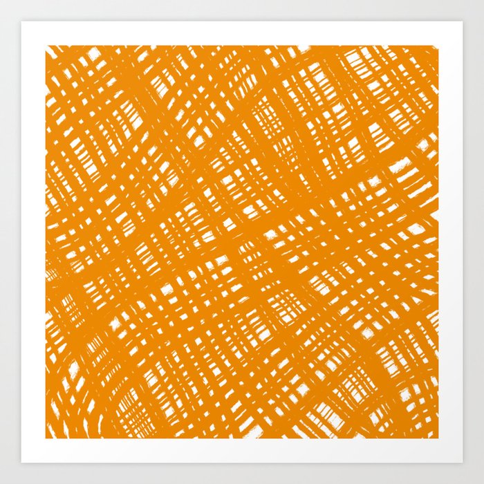 Rough Weave Painted Abstract Burlap Painted Pattern in Ochre Orange Art Print