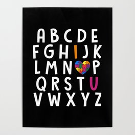 Autism Awareness Alphabet Typographic Poster