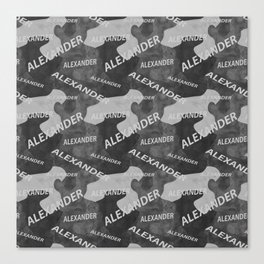 Alexander pattern in gray colors and watercolor texture Canvas Print