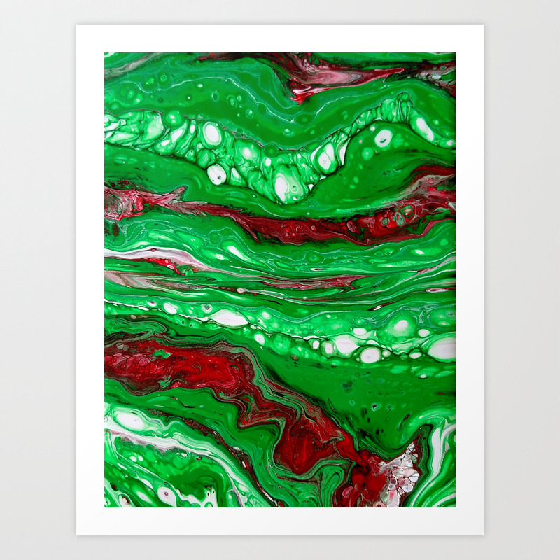 Christmas Abstract Print Holiday Colorful Design Unique Fluid
