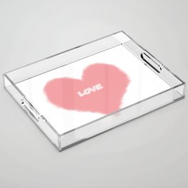 Pink heart with love Acrylic Tray