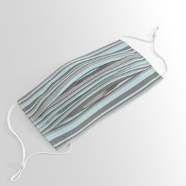[ Thumbnail: Powder Blue, Dim Gray, and Dark Grey Colored Striped/Lined Pattern Face Mask ]
