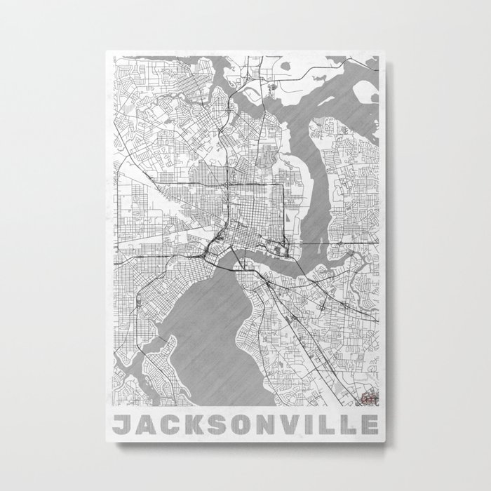 Jacksonville Map Line Metal Print