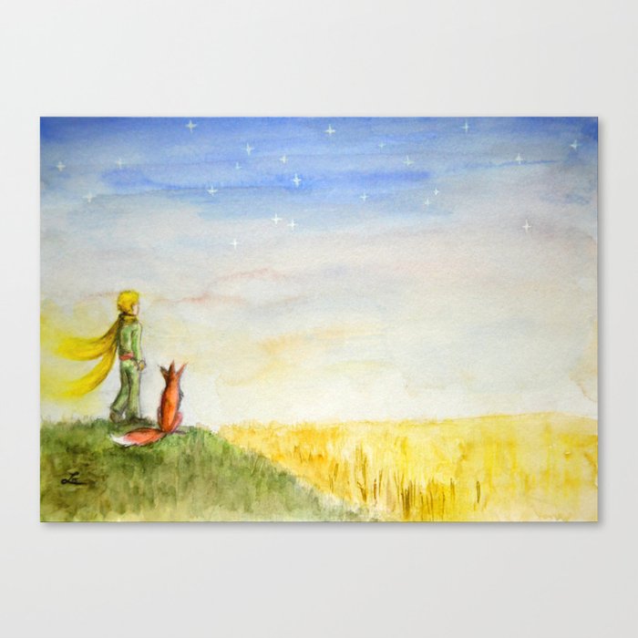 Little Prince, Fox and Wheat Fields Canvas Print