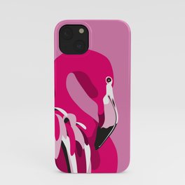 illustration of an Exotic Bright Pink Flamingo. iPhone Case