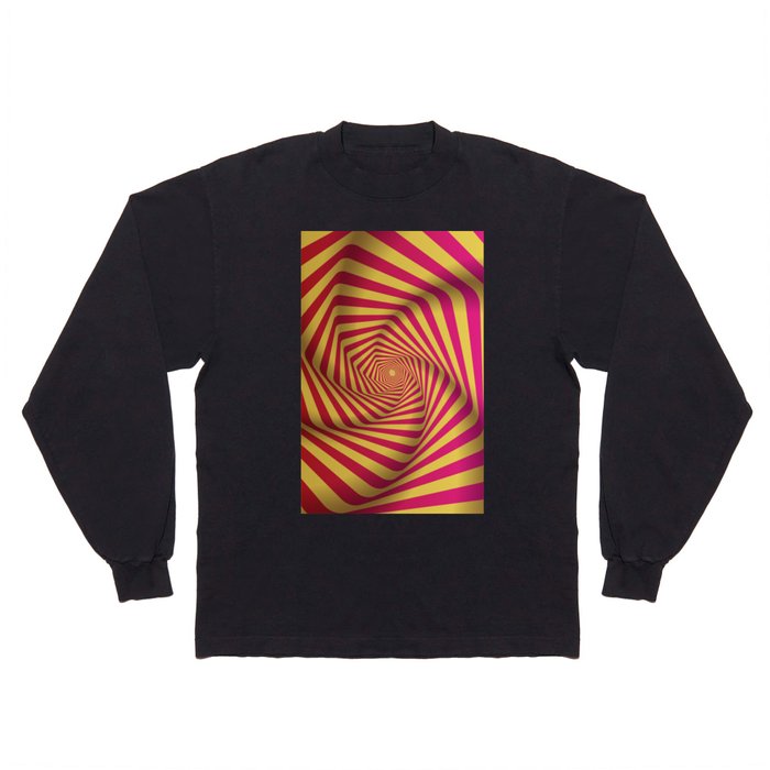 Pink & Gold Color Psychedelic Design Long Sleeve T Shirt