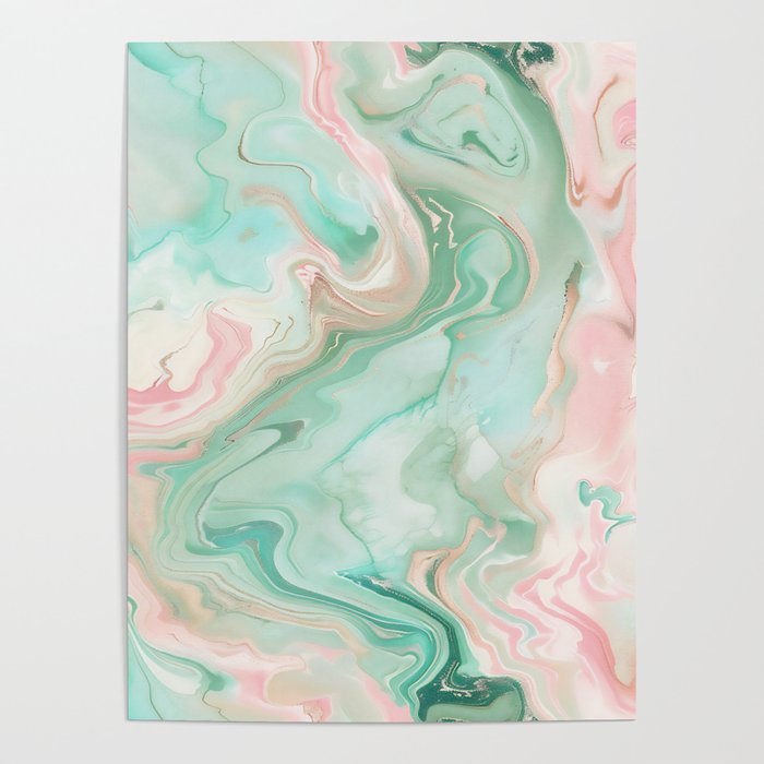 Green Pink Marble - Tinted Futurism Poster