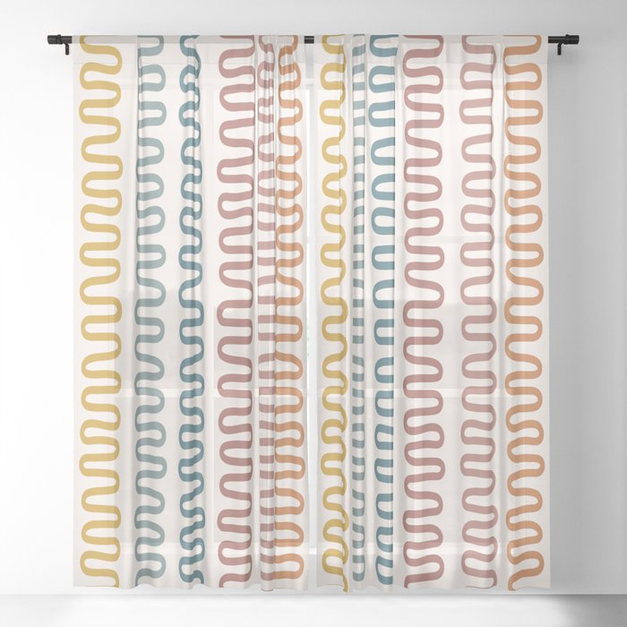 Abstract Shapes 242 in Happy Colorful Rainbow theme (Snake Pattern Abstraction) Sheer Curtain