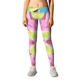 Abstract Floral Green, Blue and Pink print Leggings
