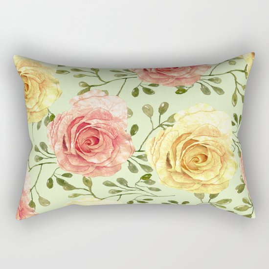 Watercolor Roses #6 Rectangular Pillow