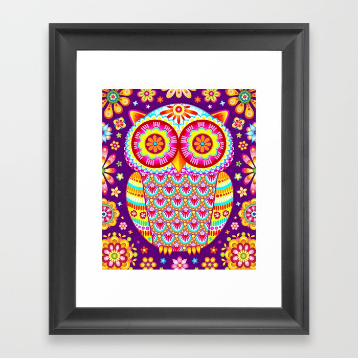 colorful owl art framed