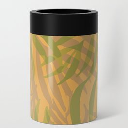  Digital palm leaves pattern in yellow and green Can Cooler