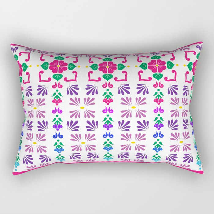 Pink 3, Framed Talavera Flower Rectangular Pillow