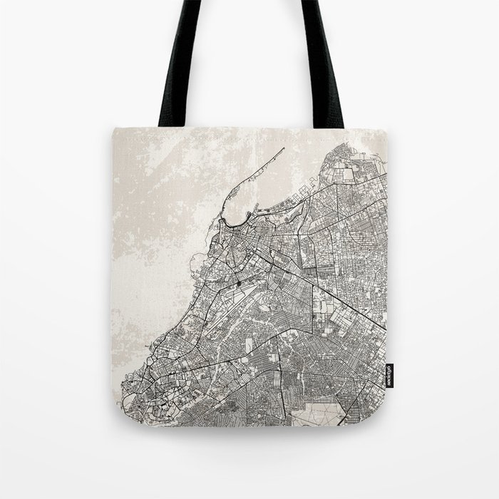 Luanda, Angola - Illustrated Map - Black and White  Tote Bag