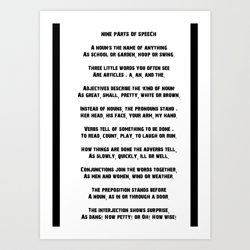 Parts Of Speech Rhyme Art Print By Heresiarch Society6