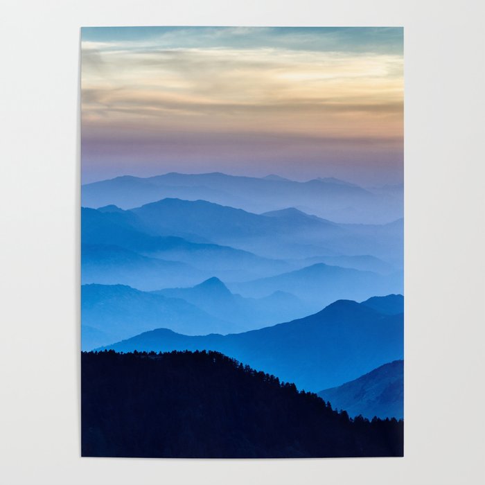 Beautiful Blue Sky Mountains Poster