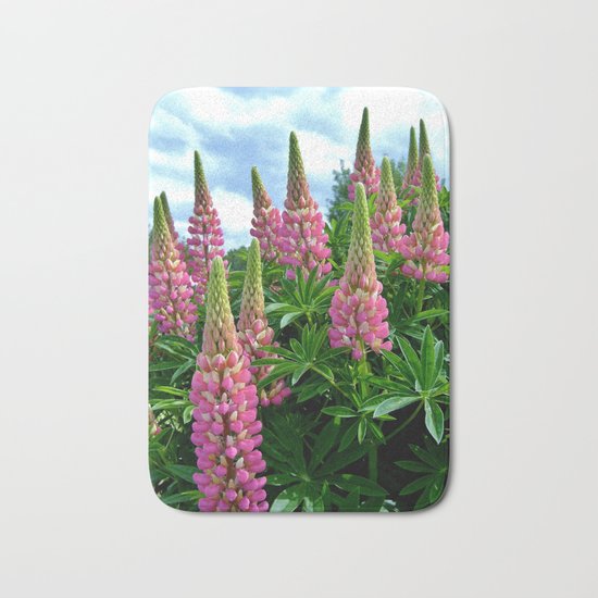 Rose Lupins in the Garden Bath Mat